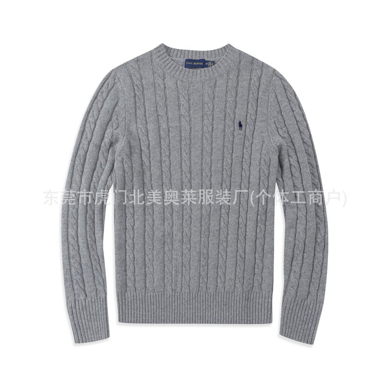 Cross-border Wholesale Twisted New RL Pony Mark Mens Sweater Round Neck Paul Sweater Mens Sweater Casual Pink - Image 2