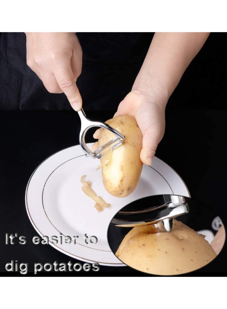 مقشرة بطاطس وخضراوات للمطبخ، مقشرة على شكل حرف Y مصنوعة من الفولاذ المقاوم للصدأ بمقبض مريح مانع للانزلاق، مقشرة فواكه - Image 2