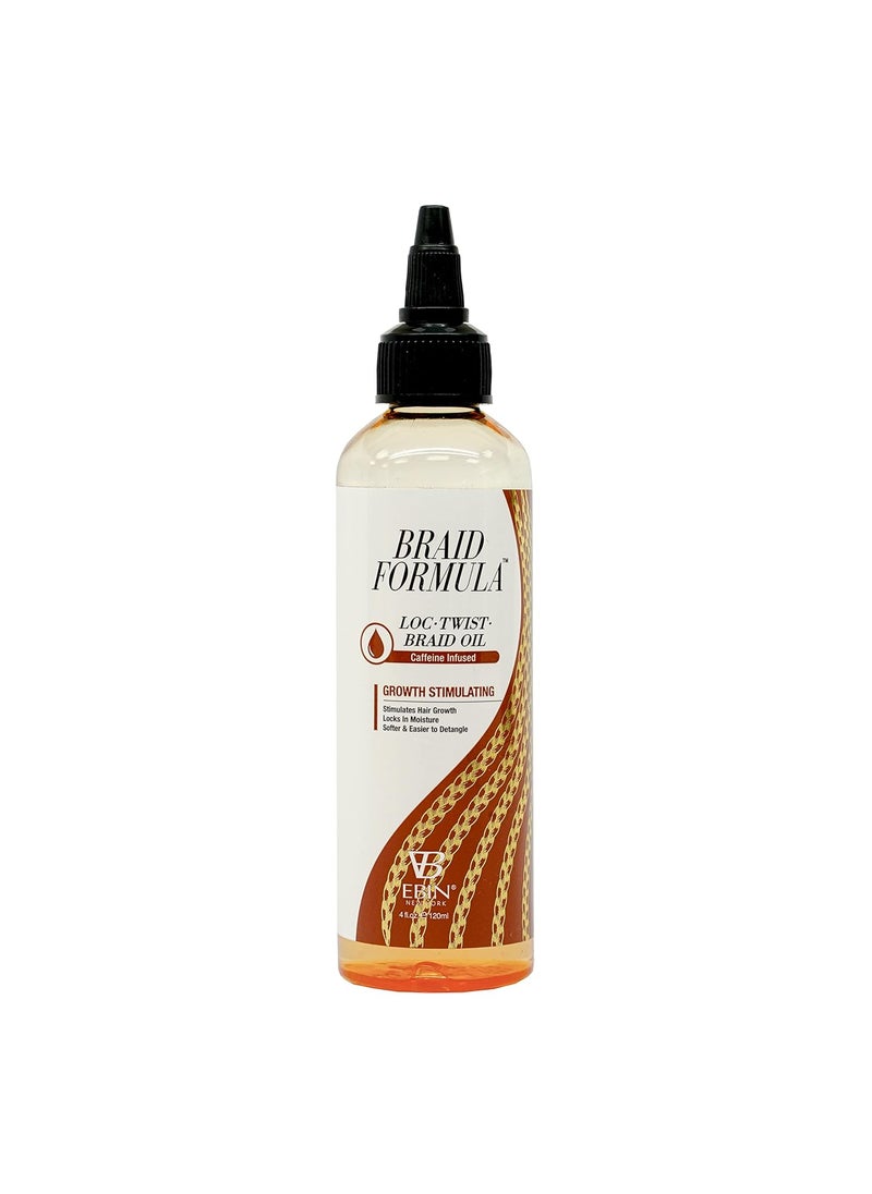 EBIN NEW YORK - Braid Formula Loc, Twist, Braid Oil - 4oz/120ml | Moisturizing and Soothing with Caffeine | Hydrates, Nourishes, and Protects | Perfect for Braids, Locs, and Twists | Enhances Shine and Reduces Frizz - Image 1