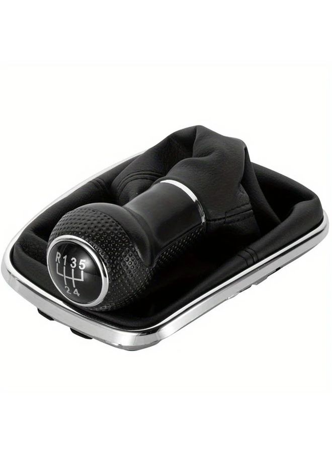 Premium Silvery PU Leather Gear Shift Knob Cover Waterproof Dust Protective Case Car Interior Handle Accessory 5 Speed Manual Shifter Universal Fit Smooth Touch Grip For Auto - Image 2