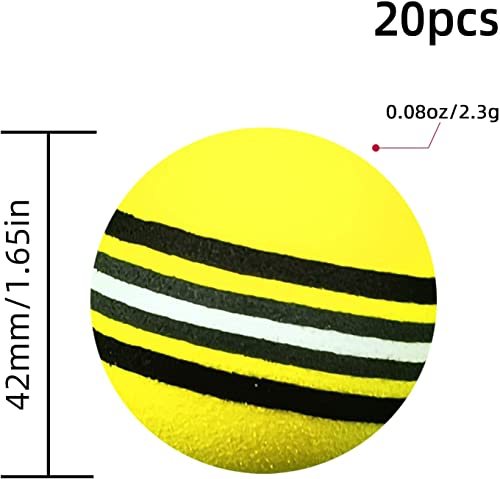 Scott Edward Air Golf Practice Balls Multicolor and Lightweight Sponge Ball 20 Pieces Golf Training Indoor and Outdoor for Backyard Hitting Mat SoftYellow - Image 3