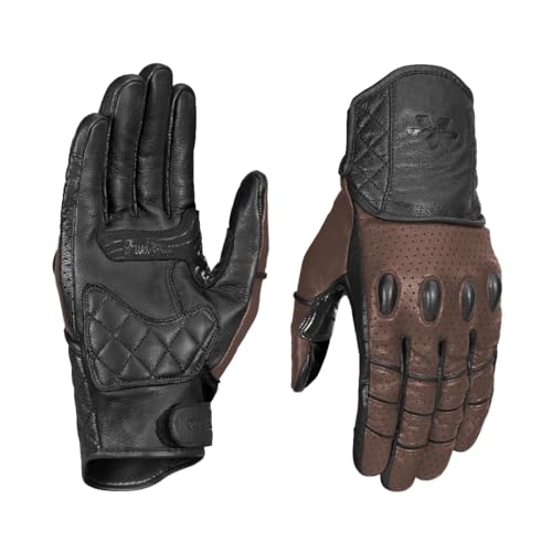 ViaTerra Fuel Retro Classic Leather Motorcycle Gloves: Premium Riding Gloves for Bikers, Perfect Winter Gloves for Men and Essential Bike Accessories (Brown, XS) - Image 1