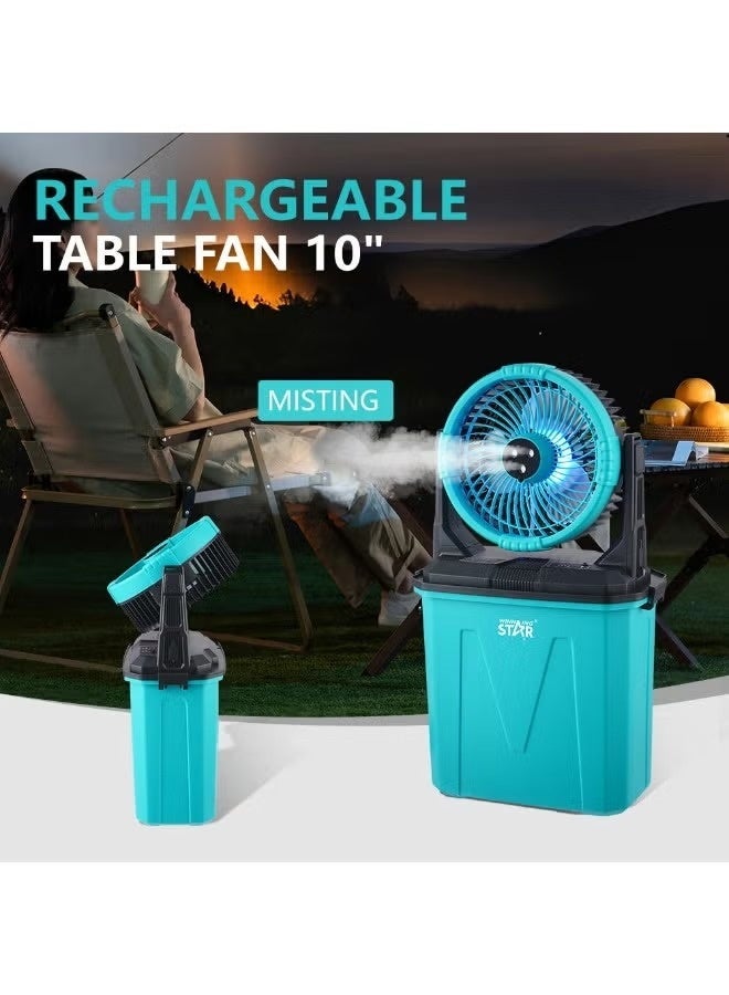 Winning Star Portable Rechargeable Camping Fan with LED Light and Storage Box, USB Powered Multi-Speed Cooling Fan for Outdoor Travel Picnic Emergency Home Office Use, Foldable Design - Blue/Black - Image 2