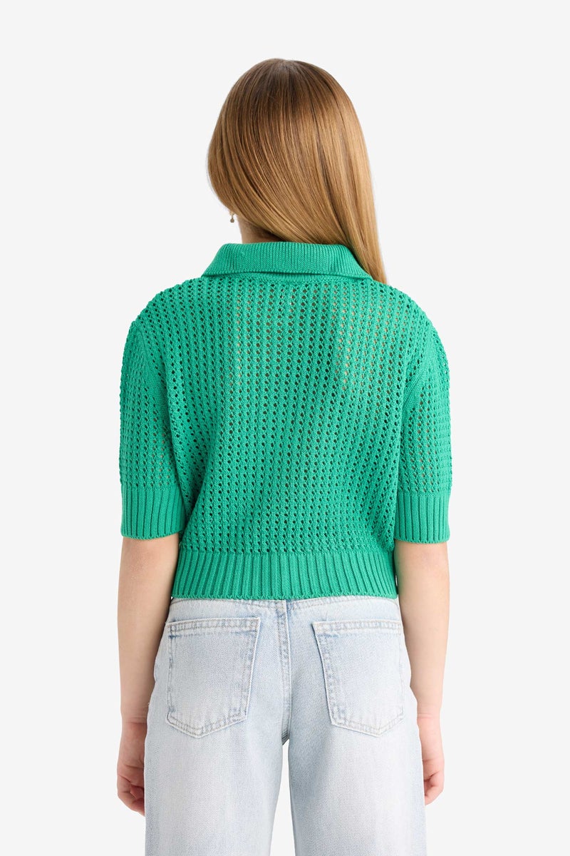 DeFacto Girl Crop Polo Collar Pullover - Image 5