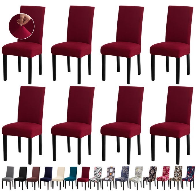 CHAIR COVERS STRETCH KITCHEN CHAIR COVERSDINING ROOM CHAIR COVERS SET OF 8 REMOVABLE WASHABLE DINING CHAIR SLIPCOVERS FOR HOME HOTEL BANQUET
