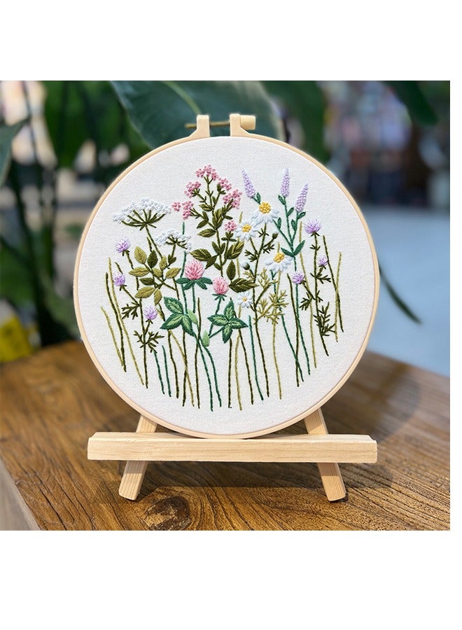 Generic Hand Embroidery Kit for Beginners,Flower Pattern, Art Craft Hand Sewing for Women Hoppy, Kids DIY 