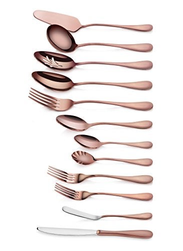 Artaste 56884 Rain 18/10 Stainless Steel 47-Piece Flatware Set, Antique Copper Finished, Service for 8 - Image 2