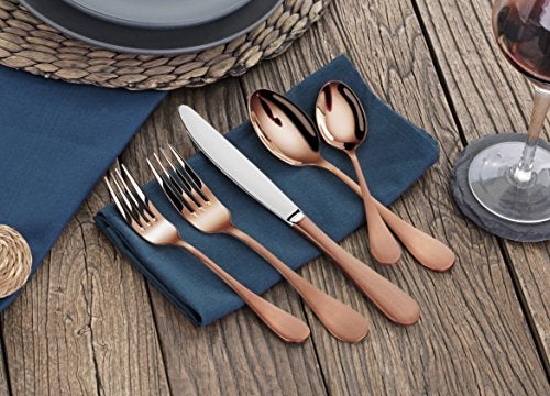 Artaste 56884 Rain 18/10 Stainless Steel 47-Piece Flatware Set, Antique Copper Finished, Service for 8 - Image 5