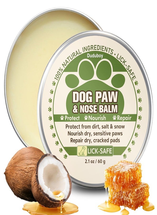 Duduboy Dog Paw & Nose Balm for Dogs, Lick-Safe Paw Balm with Coconut Oil & Beeswax for Dry Cracked Paws & Rough Noses, Hot Pavement, Snow, Ice & Road Salt Protection, All-Season Daily Paw Care, 2.1 oz /60 mL - Image 1