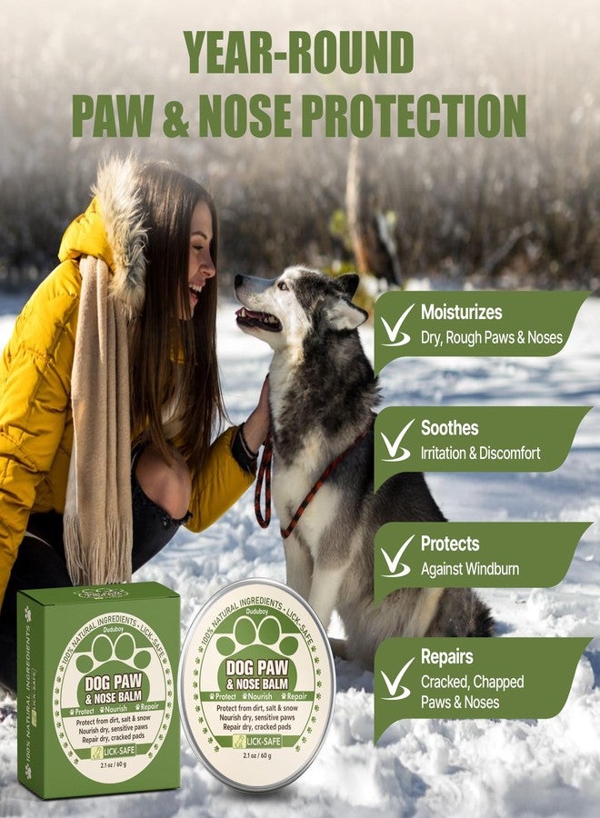 Duduboy Dog Paw & Nose Balm for Dogs, Lick-Safe Paw Balm with Coconut Oil & Beeswax for Dry Cracked Paws & Rough Noses, Hot Pavement, Snow, Ice & Road Salt Protection, All-Season Daily Paw Care, 2.1 oz /60 mL - Image 3