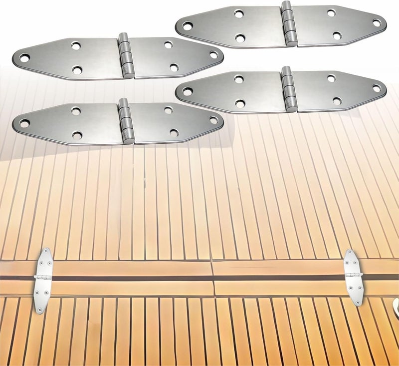 asdmm Boat Stainless Steel Strap Hinges for Marine RV Skylight Locker Hatch and Door, Heavy Duty, Top Mount 7-1/8" x 1-5/8" (4 PCS) - Image 1