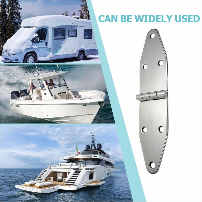 asdmm Boat Stainless Steel Strap Hinges for Marine RV Skylight Locker Hatch and Door, Heavy Duty, Top Mount 7-1/8" x 1-5/8" (4 PCS) - Image 5