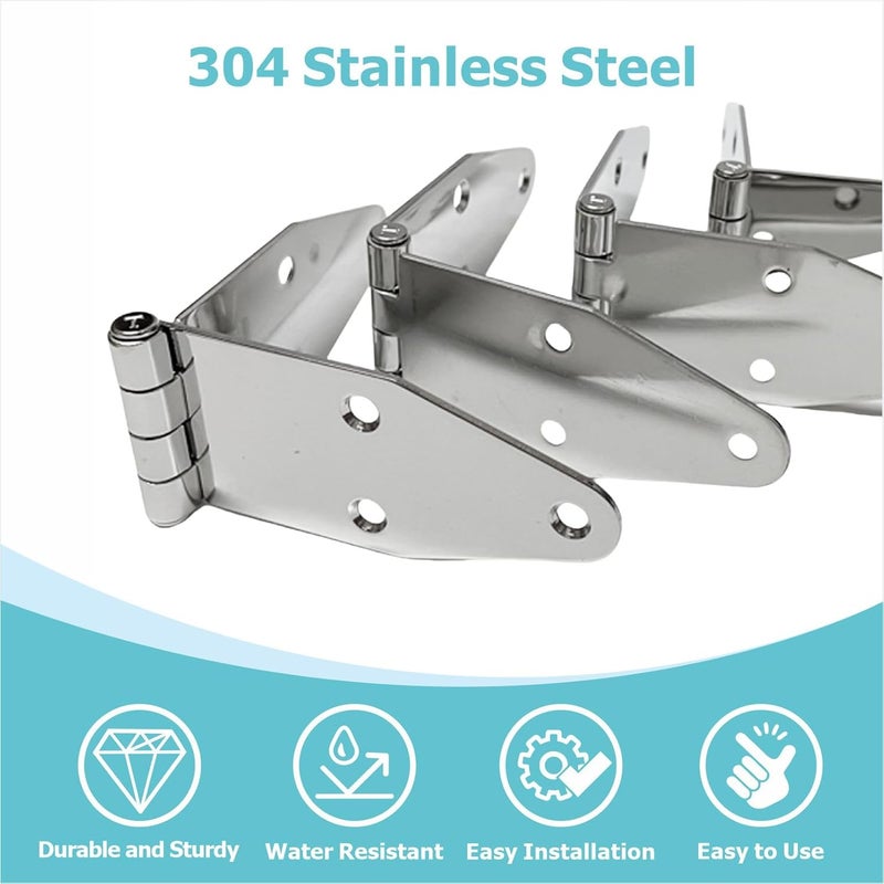 asdmm Boat Stainless Steel Strap Hinges for Marine RV Skylight Locker Hatch and Door, Heavy Duty, Top Mount 7-1/8" x 1-5/8" (4 PCS) - Image 3