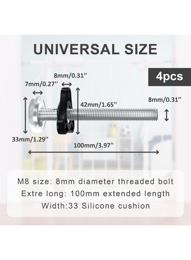 BalanceFrom Baby Gate Threaded Spindle Rod, 4 Pack M8 (8mm) Replacement Bolt Part for Baby & Pet Pressure Mounted Safety Door, Extra Long Wall Mounting Accessories Screws Rods for Stair Gates, Black - Image 4
