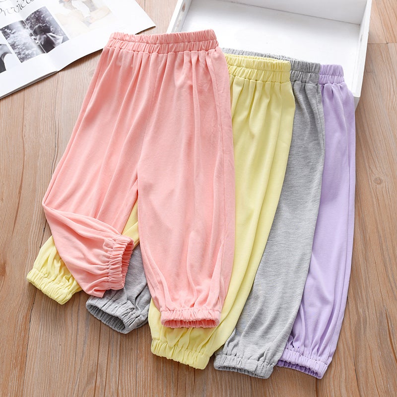 Girls' Pants Summer Wear 2026 New Casual Summer Children'S Stylish Fashionable Thin Solid Color Cupro Silk Cropped Pants - Image 3