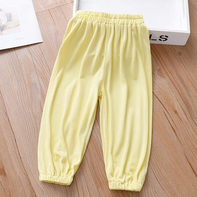 Girls' Pants Summer Wear 2026 New Casual Summer Children'S Stylish Fashionable Thin Solid Color Cupro Silk Cropped Pants - Image 4