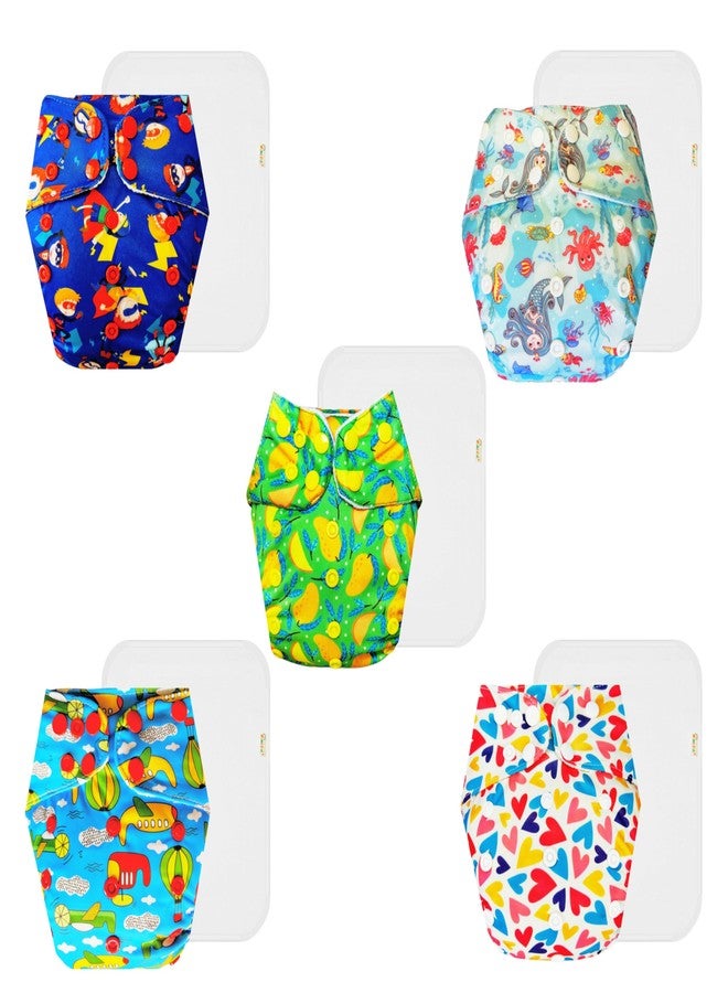 حفاضات قماشية فاخرة من دمبلدو مع حشوة قطنية (عبوة من 5) | ملائمة تمامًا | تسمح بمرور الهواء | سريعة الجفاف | مناسبة للارتداء طوال اليوم | من 3 أشهر إلى 3 سنوات | للجنسين - Image 1