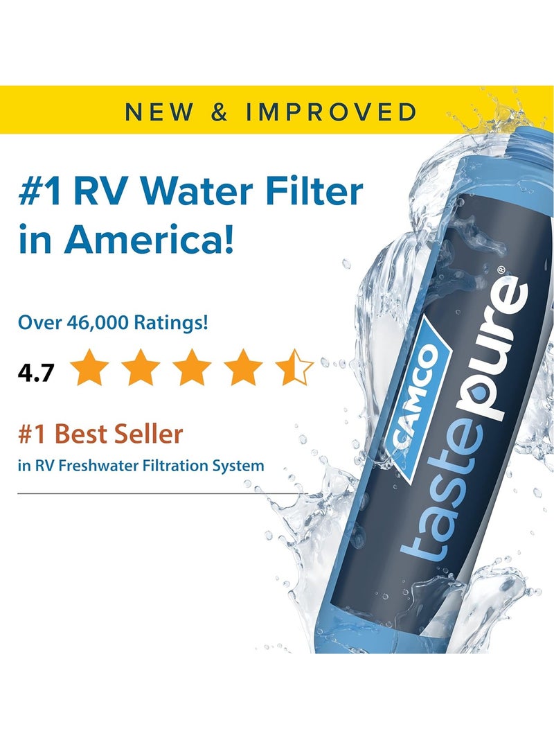 Camco Camco TastePURE RV Water Filter - New Advanced 6-Step Patent-Protected Filtration - Camping Essentials for Fresh Drinking Water - RV Inline Water Filter w/Flexible Hose Protector, Made in USA (40043) - Image 3