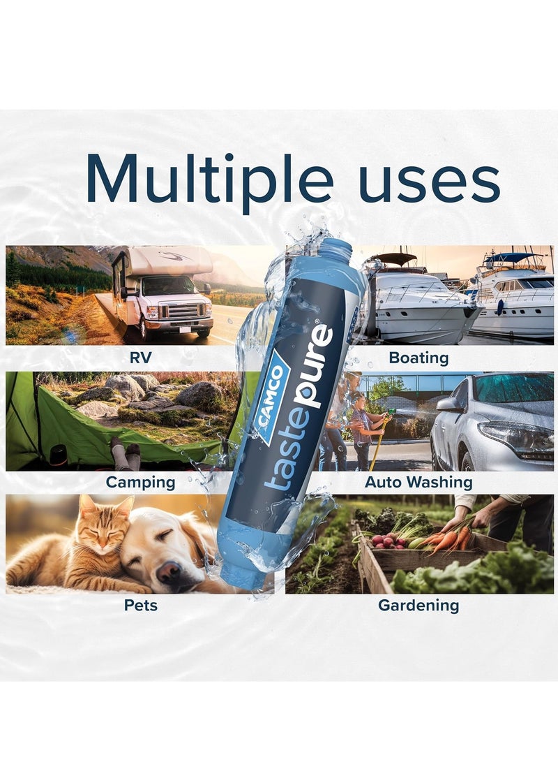 Camco Camco TastePURE RV Water Filter - New Advanced 6-Step Patent-Protected Filtration - Camping Essentials for Fresh Drinking Water - RV Inline Water Filter w/Flexible Hose Protector, Made in USA (40043) - Image 4