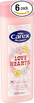 Carex Fun Editions Love Hearts Shower Gel Cleans Cares and Protects Bulk Buy Pack of 6 x 500 ml - Image 1