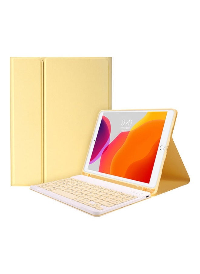 NIBEMINENT Detachable BT Keyboard Case and Elastic Pen Slot Compatible with iPad Pro11 Yellow  - Image 1