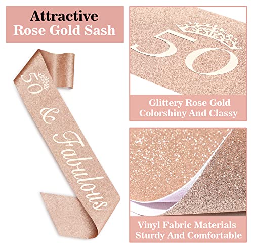 Juesly 50th Birthday Decorations for Women, Including 50th Birthday Sash and Crown, Cake Topper and Candles, 50 Year Old Gifts for Women - Image 3