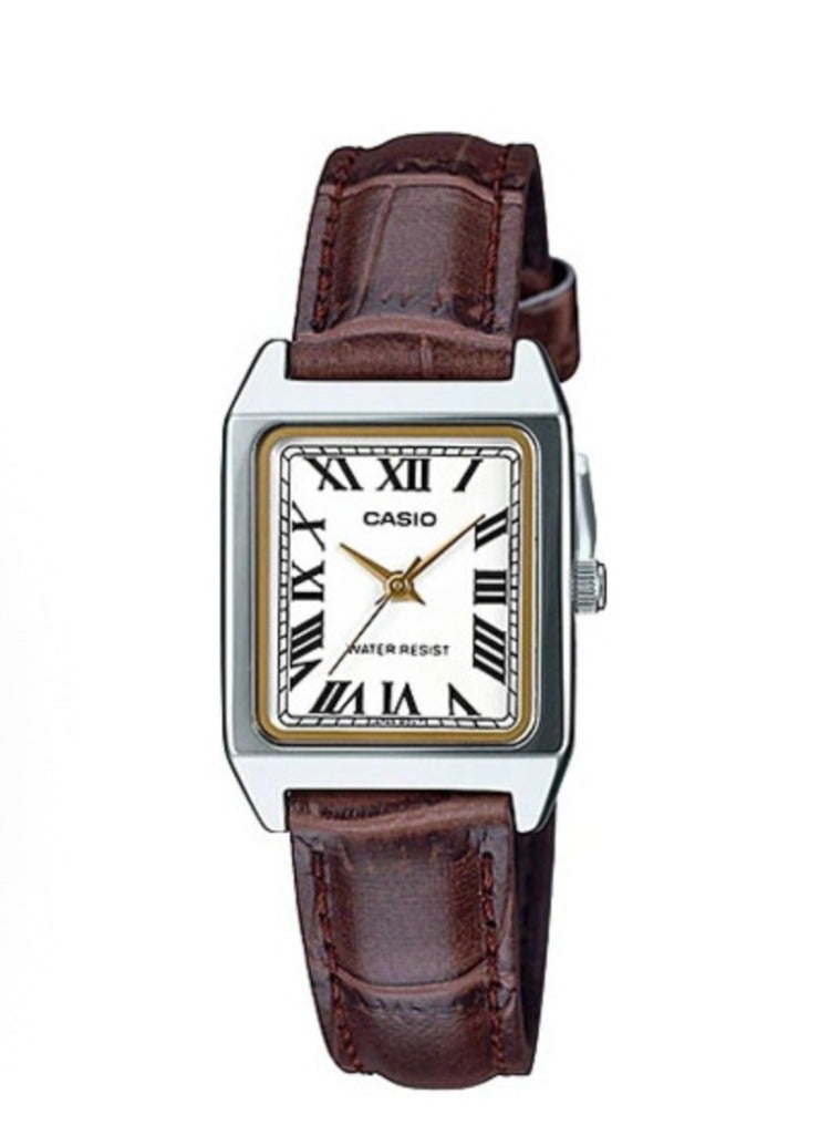 كاسيو CASIO الرومانية 30 متر مقاوم للماء الحركة الكوارتز حزام من الجلد الساعات اليابانية الكورية الساعات النسائية لوحة بيضاء - Image 1