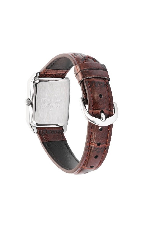 كاسيو CASIO الرومانية 30 متر مقاوم للماء الحركة الكوارتز حزام من الجلد الساعات اليابانية الكورية الساعات النسائية لوحة بيضاء - Image 4
