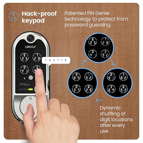 Lockly Vision Smart Lock, HD Video Doorbell Smart Locks for Front Door, Fingerprint Door Lock, Touchscreen Keypad, App Control, No Monthly Fee, Auto Lock - Satin Nickel - Image 5