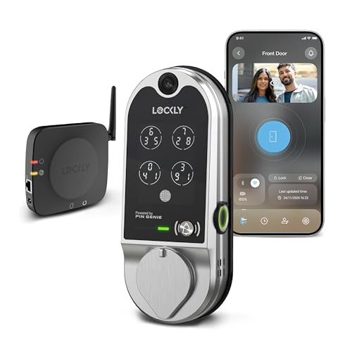 Lockly Vision Smart Lock, HD Video Doorbell Smart Locks for Front Door, Fingerprint Door Lock, Touchscreen Keypad, App Control, No Monthly Fee, Auto Lock - Satin Nickel - Image 1