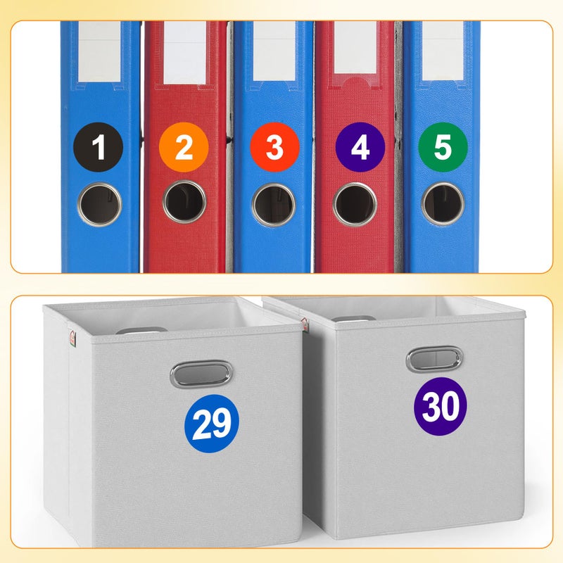 Linsuminn Consecutive Number Stickers, 900 PCS Number Stickers 1 to 50, 18 Sheets 1 Inch Vinyl Round Number Labels Circle Decals for Office School Teacher Classroom Inventory Storage Supplies Multicolor - Image 5