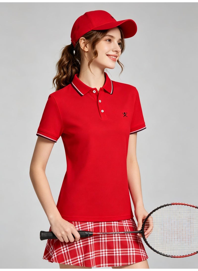 HACKETT LONDON Classic striped lapel POLO shirt for men and women couples with beaded cotton short sleeves. - Image 2