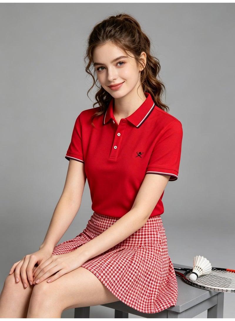 HACKETT LONDON Classic striped lapel POLO shirt for men and women couples with beaded cotton short sleeves. - Image 4