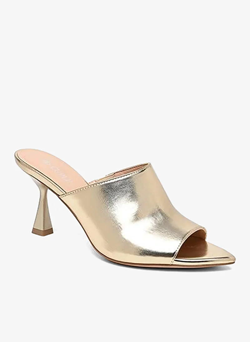 كابلي حذاء مفتوح المقدمة بكعب متوسط مصقول