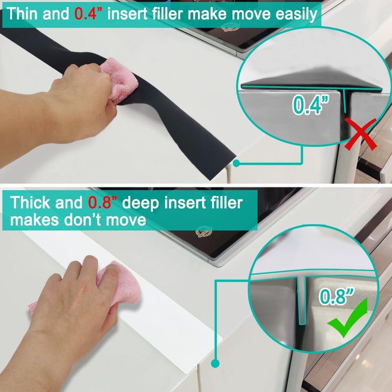 Mofason Stove Counter Gap Cover  Kitchen Silicone Oven Gap Filler - 25 Inches Countertop Strips Gap Guard  Easy To Clean (White) - Image 3