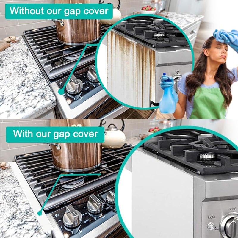 Mofason Stove Counter Gap Cover  Kitchen Silicone Oven Gap Filler - 25 Inches Countertop Strips Gap Guard  Easy To Clean (White) - Image 4