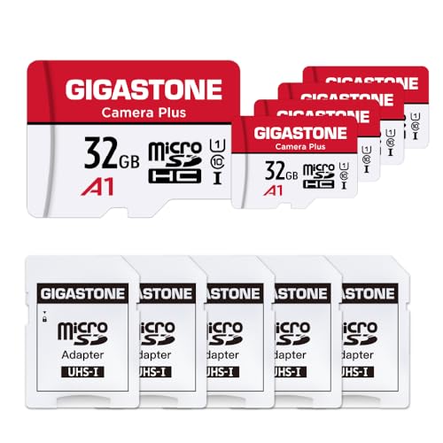 GIGASTONE 32GB Micro SD Card 5Pack MicroSDHC Memory Cards for Security Cameras Wyze Cam Roku Full HD Video Recording UHSI U1 A1 Class 10 up to 90MBs with Adapter - Image 1