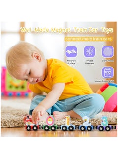 YelaJoy Toys for Toddlers, 12pc Wooden Magnetic Train Track Set with Animal and Digital Designs for Toddlers, Montessori Educational Toy for 2 3 4 5 Year Olds Boys and Girls  - Image 4