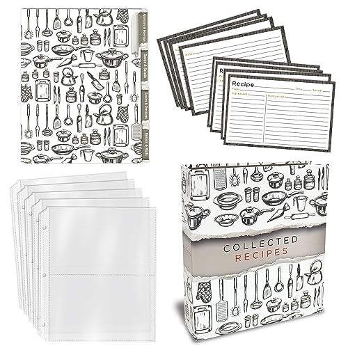 Better Kitchen Products Recipe Binder, 8.5" x 9.5" 3 Ring Binder Organizer Set (with 50 Page Protectors, 100 4" x 6" Recipe Cards & 12 Category Divider Tabs) Sleek Kitchen Design - Image 2