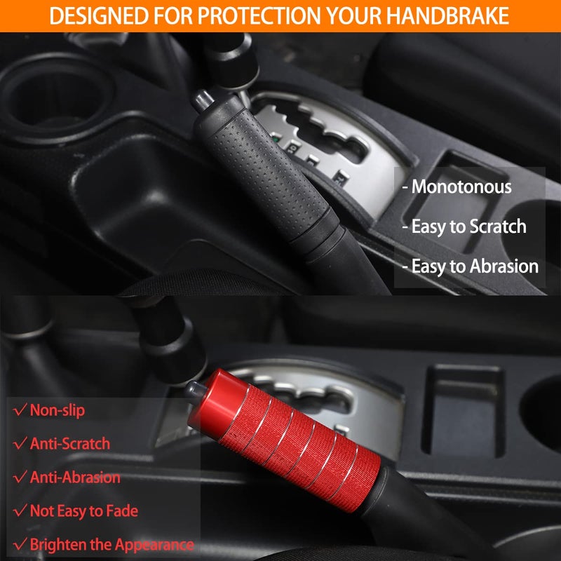 Generic Fgtagtal Suitable for Toyota FJ Cruiser 2007-2021 Handbrake Cover, Aluminum Alloy Handbrake Grips Cover Trim, Interior Handle Brake Protection (Red)  - Image 2