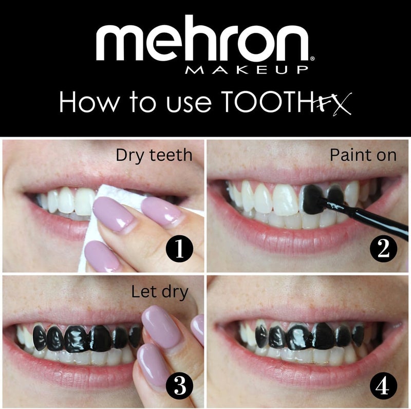 Mehron Makeup Tooth FX Black Tooth Paint with Brush for Special Effects - Image 5