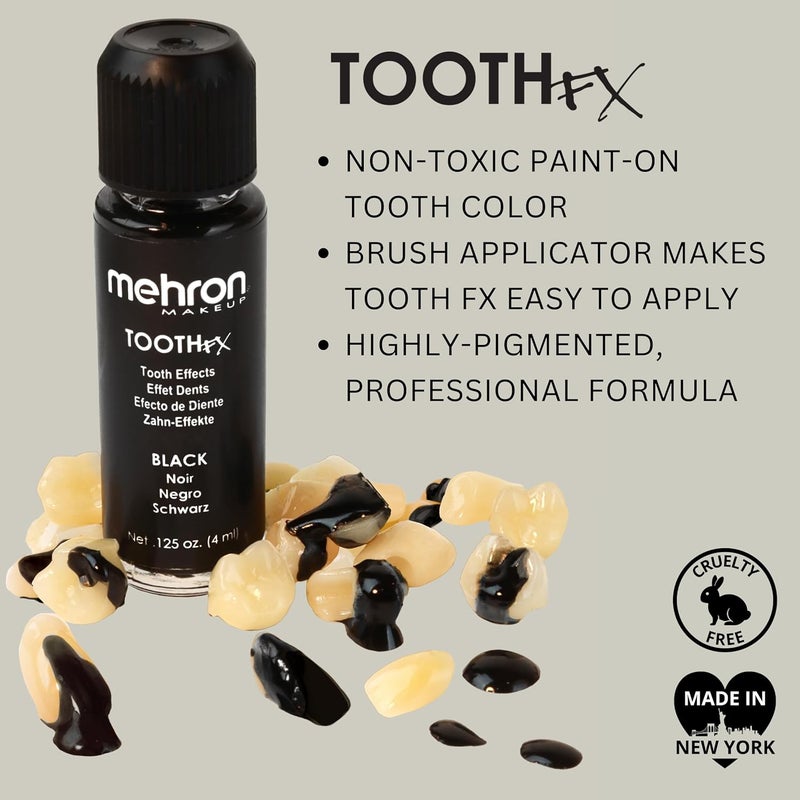 Mehron Makeup Tooth FX Black Tooth Paint with Brush for Special Effects - Image 3