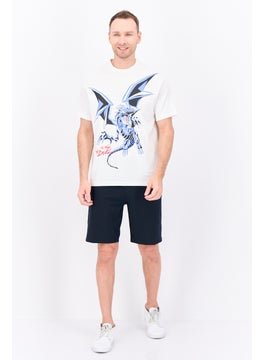 Bershka Men Crew Neck Short Sleeve Yu-Gi-Ow Print T-shirt, White Combo  - Image 4