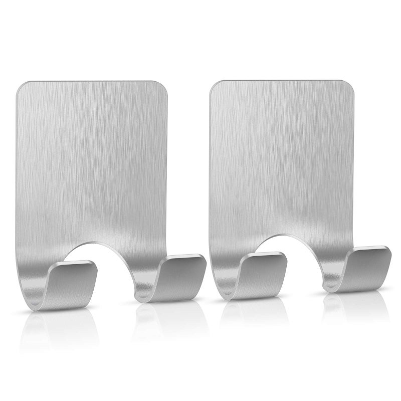 VISV Shower Wall Razor Holder Metal Adhesive Razor Hooks for His and Hers Waterproof Silver 2 Pcs