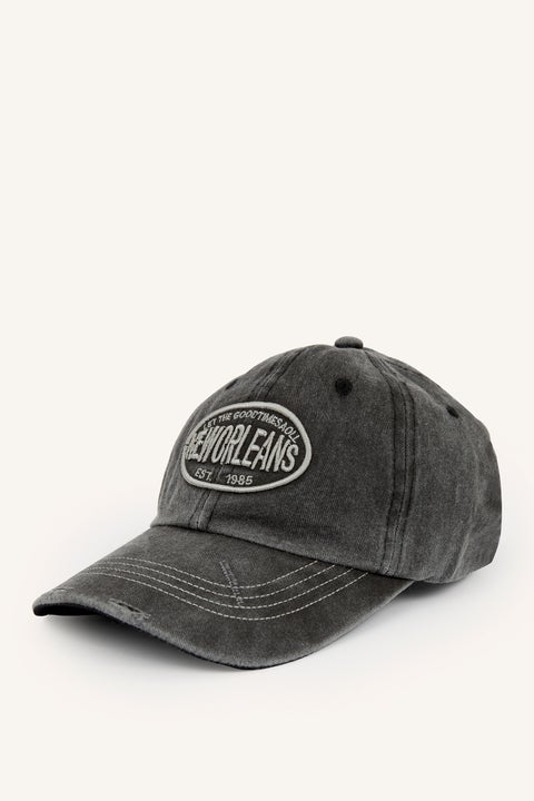 Black Man Man Cotton Emblem Detail Cap Casual