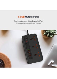 Power Socket Strip, 4 USB Port 3.4A + 1 Quick Charge 3.0 with 3 Universal Power Sockets 10A, Independent Power Switch with Timer,Sockets USB HUBS,Charging Station,Over Heat Protection (Black) - pzsku/Z79D80B5E731453D984F8Z/45/_/1669400825/e894dd21-e0f3-46e0-93e2-6a82706b75d5