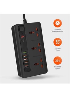 Power Socket Strip, 4 USB Port 3.4A + 1 Quick Charge 3.0 with 3 Universal Power Sockets 10A, Independent Power Switch with Timer,Sockets USB HUBS,Charging Station,Over Heat Protection (Black) - pzsku/Z79D80B5E731453D984F8Z/45/_/1669400826/c0abe555-2011-4cc5-b335-de7488e8b887