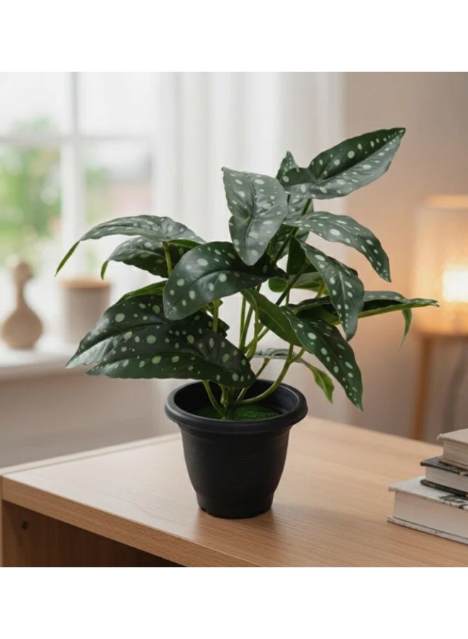 AKDC Artificial Foliage Plant - Plastic Material with Pot, Dense and Green for Instant Garden Vibes, 35 cm,"- Dense plastic foliage for lush greenery. - Image 1