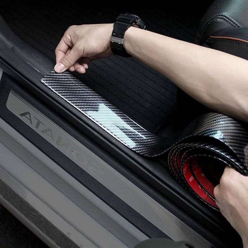 Car Door Edge Guards, Door Entry Guards Scratch Cover Protector, Carbon Fiber Rubber Car Bumper Door Guard /Rear Bumper Guard Scratch Scratch Protection Strip 100% waterproof(Width 5CM Long 2.5M)