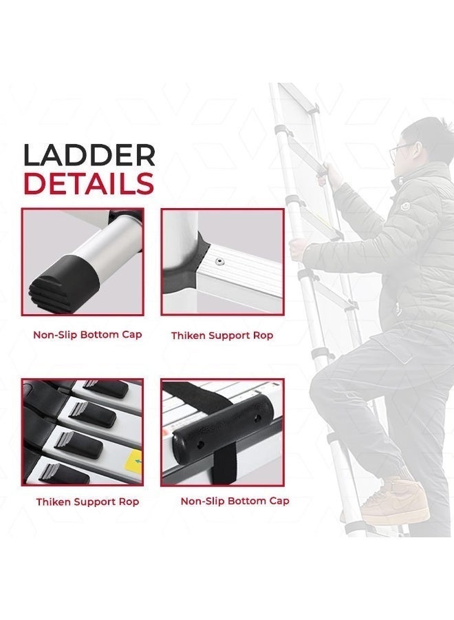 Telescopic Aluminum6.2M Single Ladder – Extra Strong & Durable with Wide Steps, Double Lock System, Rust-Resistant – Ideal for Home, Professional, Industrial & Contractor Use - Image 3